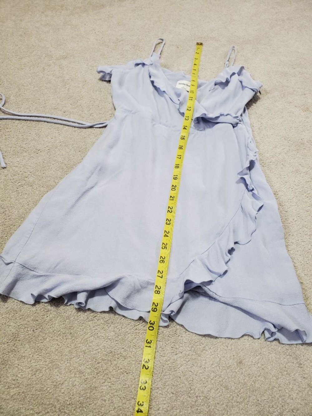 SUNDAY BEST Countess Dress Ruffle Faux Wrap Aritzia Light Blue Women's Small - Picture 15 of 15